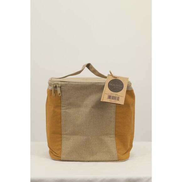 Nourish by So Young Lunch Tote Bag Zip Pockets Mustard Stripes One Size - Picture 2 of 6